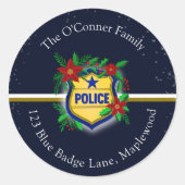 Police Christmas Elegant Holiday Party Ronde Sticker (Voorkant)