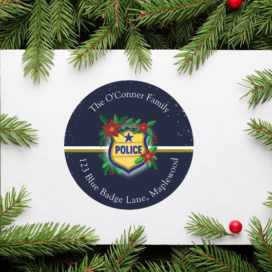 Police Christmas Elegant Holiday Party Ronde Sticker