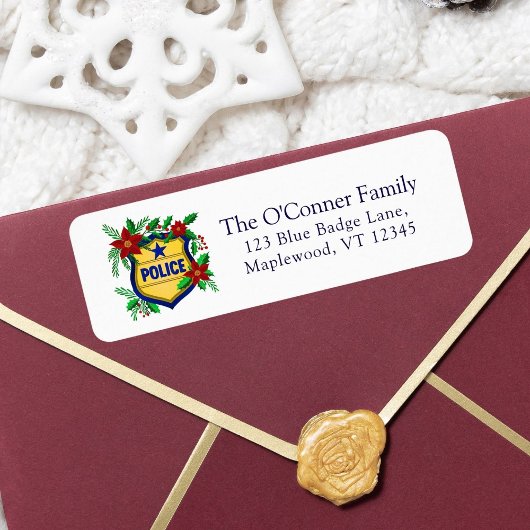 Police Christmas Elegant Holiday Return Address Etiket