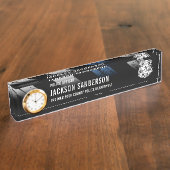 Police Department Officer Thin Blue Line Logo Naambordje (Zijkant)