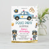 Police girl party theme invitation kaart (Staand voorkant)