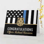 Police Graduation Blue Line Flag Law Enforcement Kaart (Gele Bloem)
