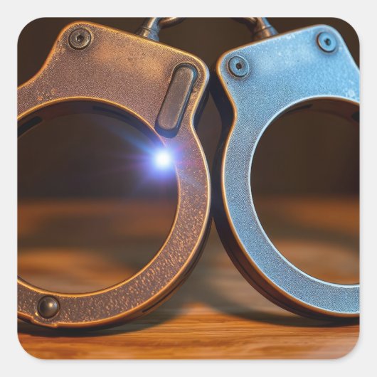 Police handcuffs vierkante sticker (Voorkant)