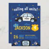 Police Invitation for Birthday Party Cops Kaart (Voorkant / Achterkant)