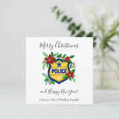Police Merry Christmas & Happy New Year Shield Feestdagenkaart (Staand voorkant)