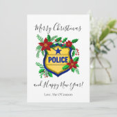 Police Merry Christmas & Happy New Year Shield Feestdagenkaart (Staand voorkant)