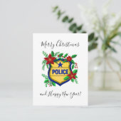 Police Merry Christmas & Happy New Year Shield Feestdagenkaart (Staand voorkant)