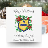 Police Merry Christmas & Happy New Year Shield Feestdagenkaart