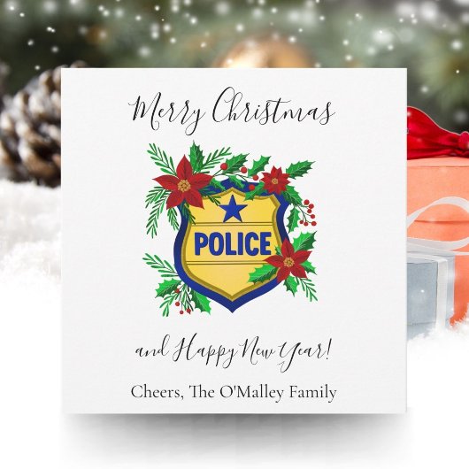 Police Merry Christmas & Happy New Year Shield Feestdagenkaart
