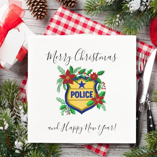 Police Merry Christmas & Happy New Year Shield Servet