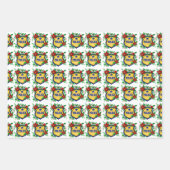 Police Merry Christmas Shield with Poinsettia  Inpakpapier Vel (Voorkant)