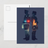 Police Officer and Nurse Couple Silhouette Briefkaart (Voorkant / Achterkant)