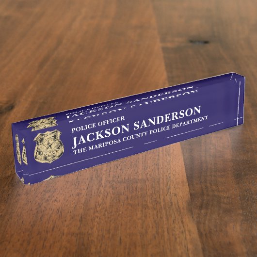 Police Officer Department Thin Blue Line Badge Naambordje (Zijkant)