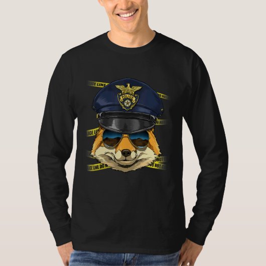 Police Officer Fox PD Cop Crime Scene Wild Animal  T-shirt (Voorkant)
