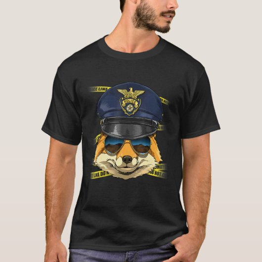 Police Officer Fox PD Cop Crime Scene Wild Animal  T-shirt (Voorkant)