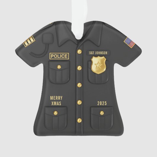 Police Officer Law Enforcement Cop Shirt Christmas Ornament (voorkant)