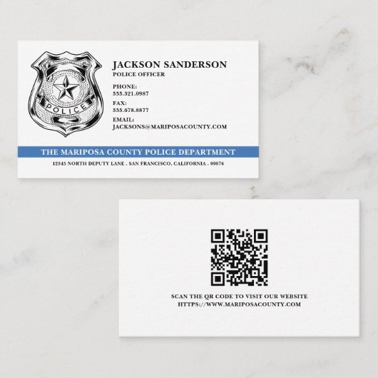 Police Officer Law Enforcement QR Code Logo Visitekaartje (Voorkant / Achterkant)