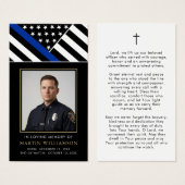 Police Officer Memorial Cross Funeral Prayer Card Visitekaartje (Voorkant /achterkant)