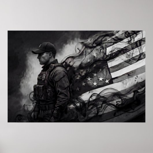 Police Officer Patriotic Law Enforcement Tribute Poster (Voorkant)