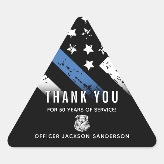 Police Retirement Anniversary Blue Line Flag Sticker (Voorkant)