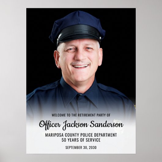 Police Retirement Blue Line Flag Photo Welcome Poster (Voorkant)