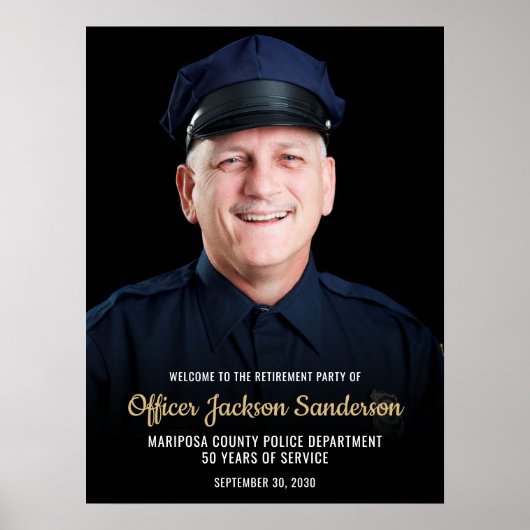 Police Retirement Blue Line Flag Photo Welcome Poster (Voorkant)