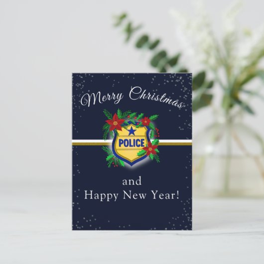 Police Shield Merry Christmas & Happy New Year Briefkaart (Staand voorkant)