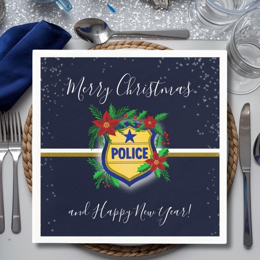 Police Shield Merry Christmas & Happy New Year Servet