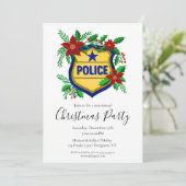 Police Shield with Poinsettia Merry Christmas  Kaart (Staand voorkant)