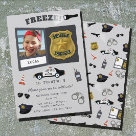 Police Themed Policeman Cop Badge Photo Birthday Kaart