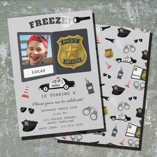 Police Themed Policeman Cop Badge Photo Birthday Kaart