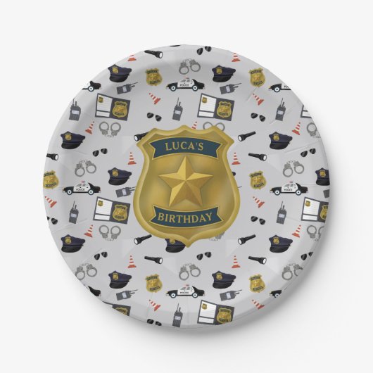 Police Themed Policeman Cop Birthday Papieren Bordje (Voorkant)
