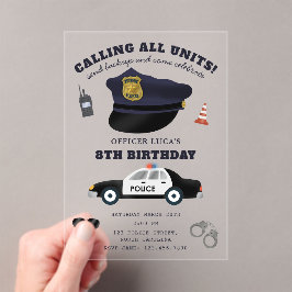 Police Themed Policeman Cop Birthday Party Acryl Uitnodigingen