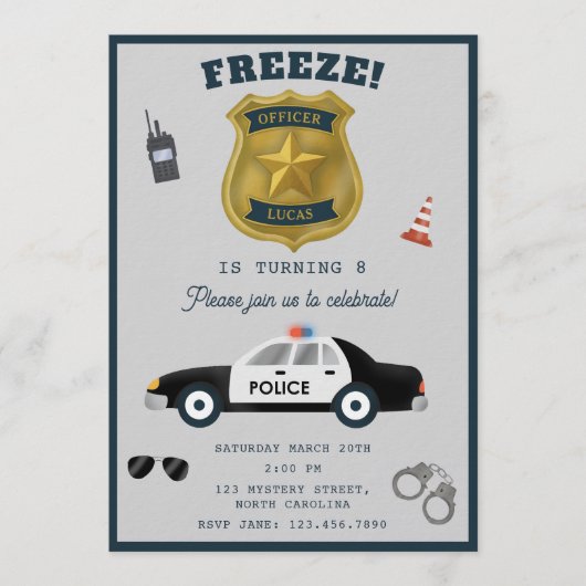 Police Themed Policeman Cop Birthday Party Kaart (Voorkant)