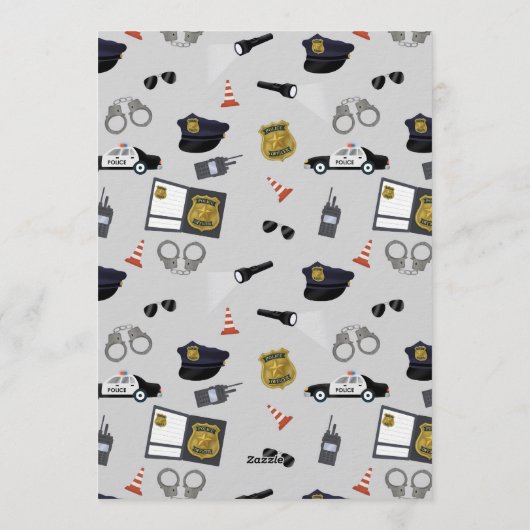 Police Themed Policeman Cop Birthday Party Kaart (Achterkant)