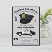 Police Themed Policeman Cop Birthday Party Kaart (Staand voorkant)