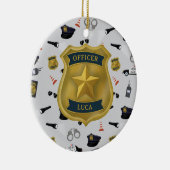 Police Themed Policeman Cop Officer Name Keramisch Ornament (Rechts)