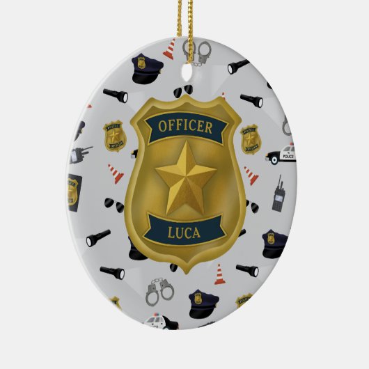 Police Themed Policeman Cop Officer Name Keramisch Ornament (Rechts)