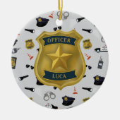 Police Themed Policeman Cop Officer Name Keramisch Ornament (Voorkant)