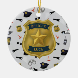 Police Themed Policeman Cop Officer Name Keramisch Ornament