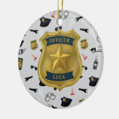 Police Themed Policeman Cop Officer Name Keramisch Ornament (Links)