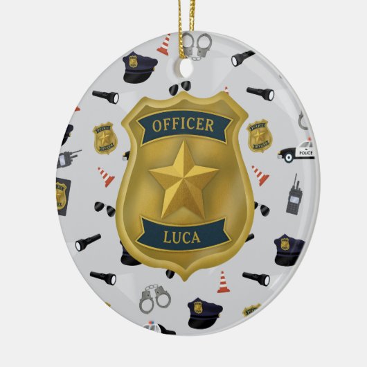 Police Themed Policeman Cop Officer Name Keramisch Ornament (Links)