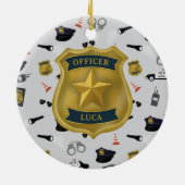Police Themed Policeman Cop Officer Name Keramisch Ornament (Achterkant)
