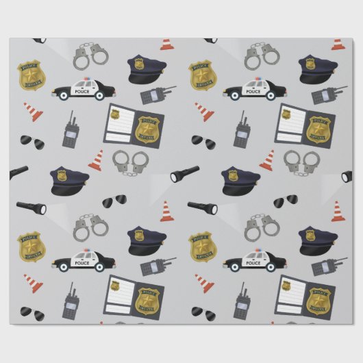 Police Themed Policeman Cop Pattern Cadeaupapier (Vlak)