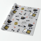 Police Themed Policeman Cop Pattern Cadeaupapier (Uitgerold)