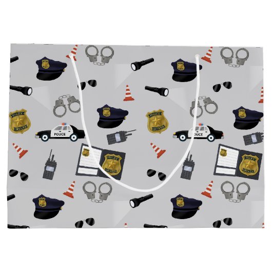 Police Themed Policeman Cop Pattern Groot Cadeauzakje (Achterkant)