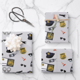 Police Themed Policeman Cop Pattern Inpakpapier Vel