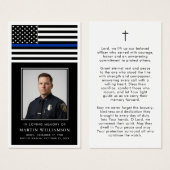 Police Thin Blue Line Flag Funeral Prayer Card Visitekaartje (Voorkant /achterkant)