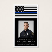 Police Thin Blue Line Flag Funeral Prayer Card Visitekaartje (Voorkant)