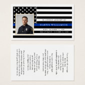 Police Thin Blue Line Photo Sympathy Prayer Card Visitekaartje (Voorkant /achterkant)